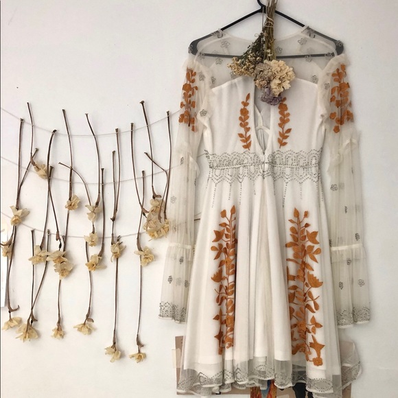 white beaded mid length dress - Picture 3 of 7